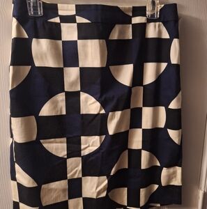 Geometric Black and White PENCIL Skirt By J CREW**